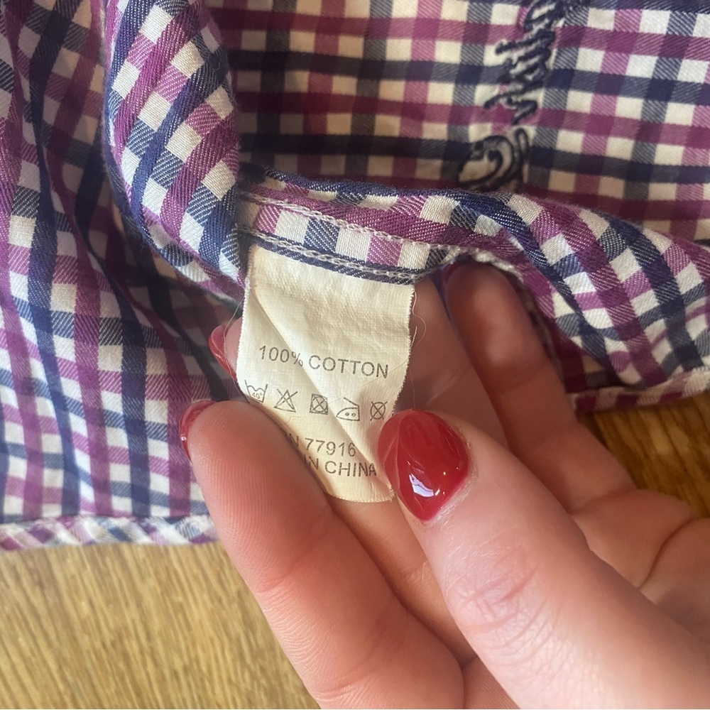men's long-sleeve, button-down dress shirt with a gingham pattern - Picture 12 of 13